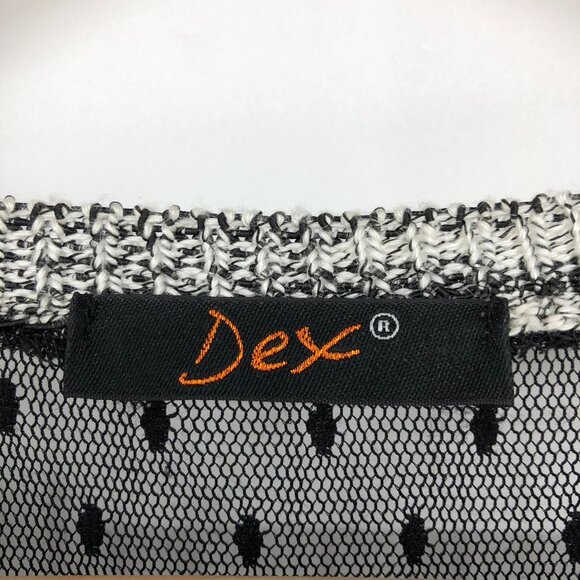 Dex Black Grey Abstract Stripe Long sleeve Polka Dot Mesh neck XS - Picture 3 of 14